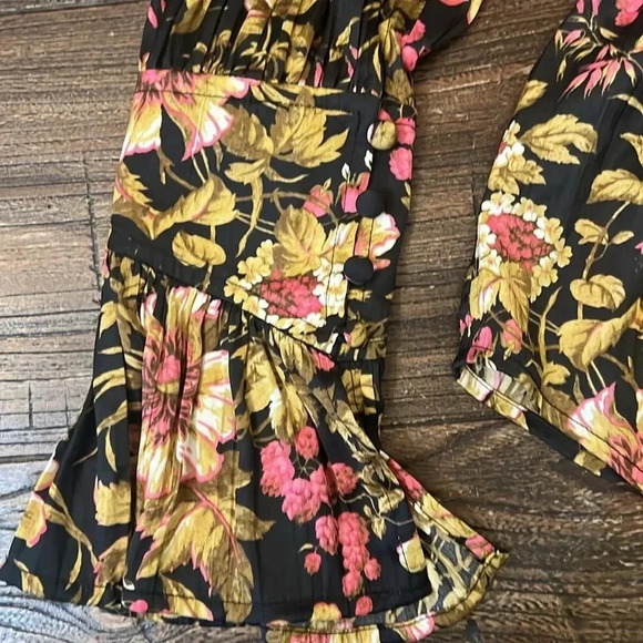 Anthropologie Floral V-Neck Blouse - Black and Brown - Picture 7 of 11